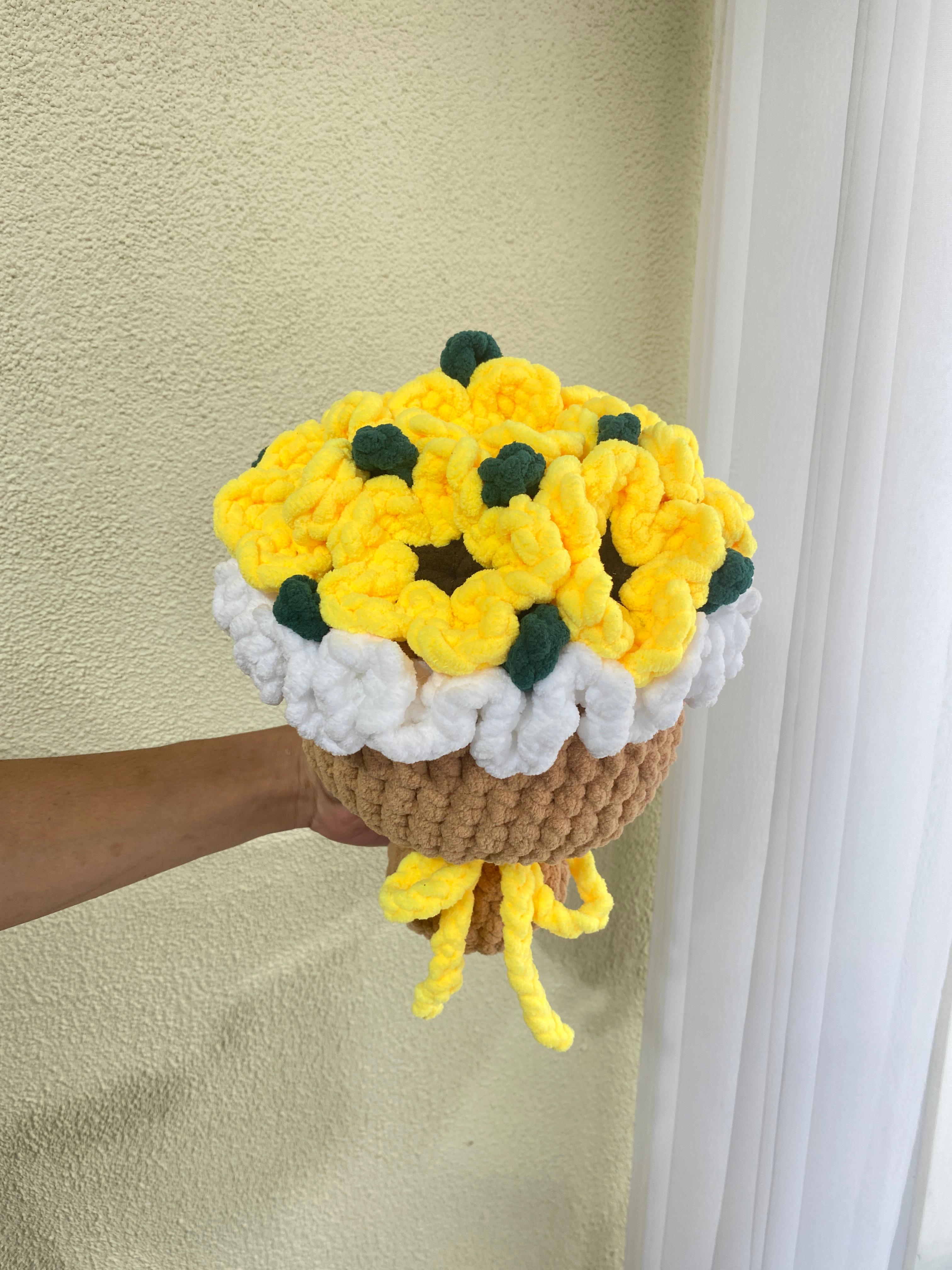 Crochet flowers bouquet yellow