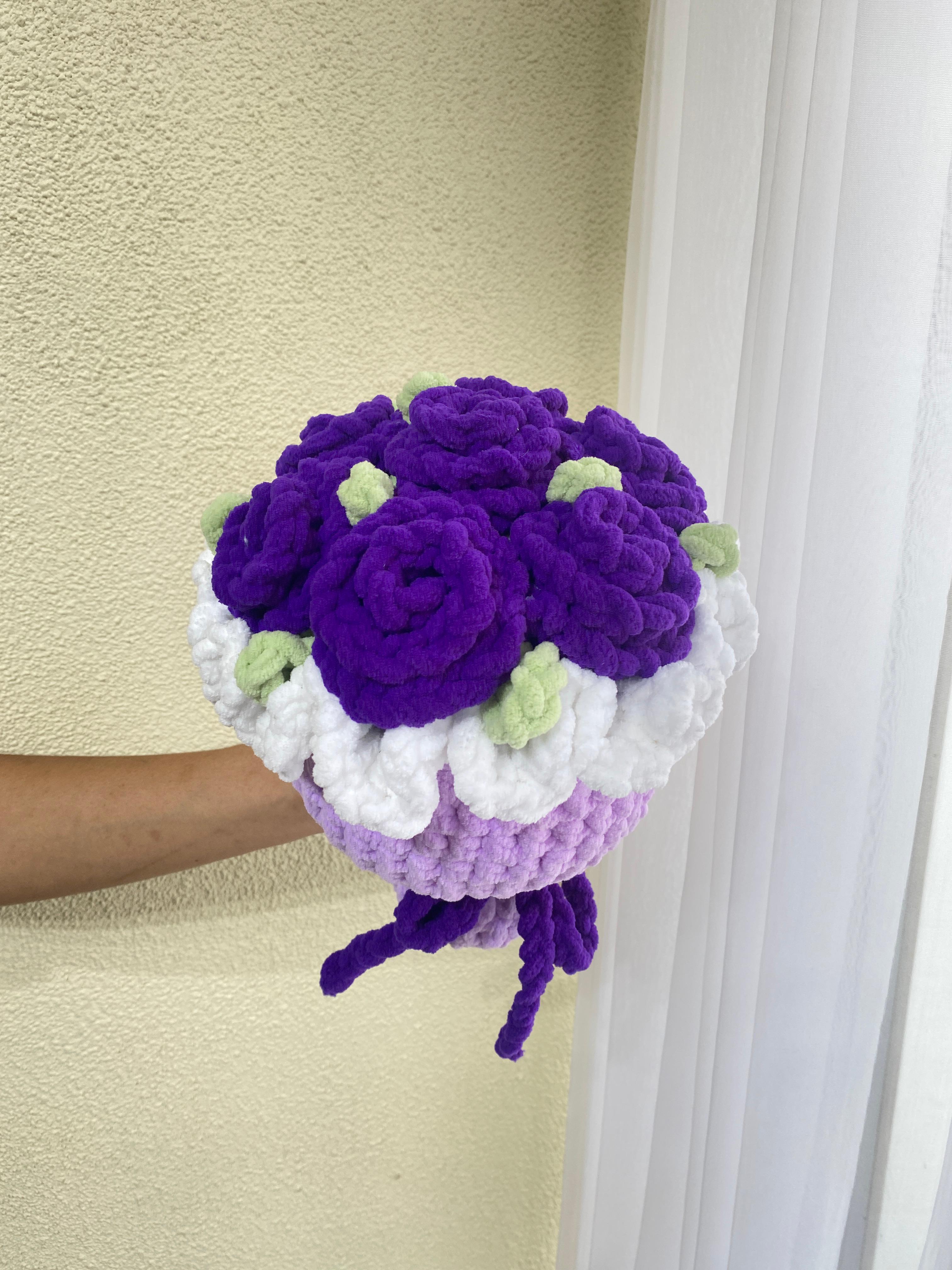 Crochet flowers bouquet purple